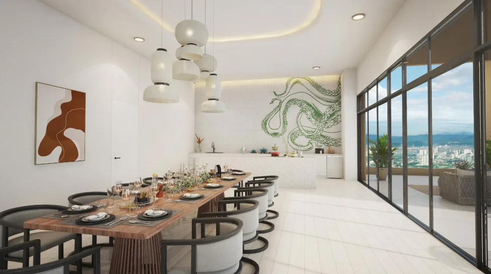 Interior study and dining space